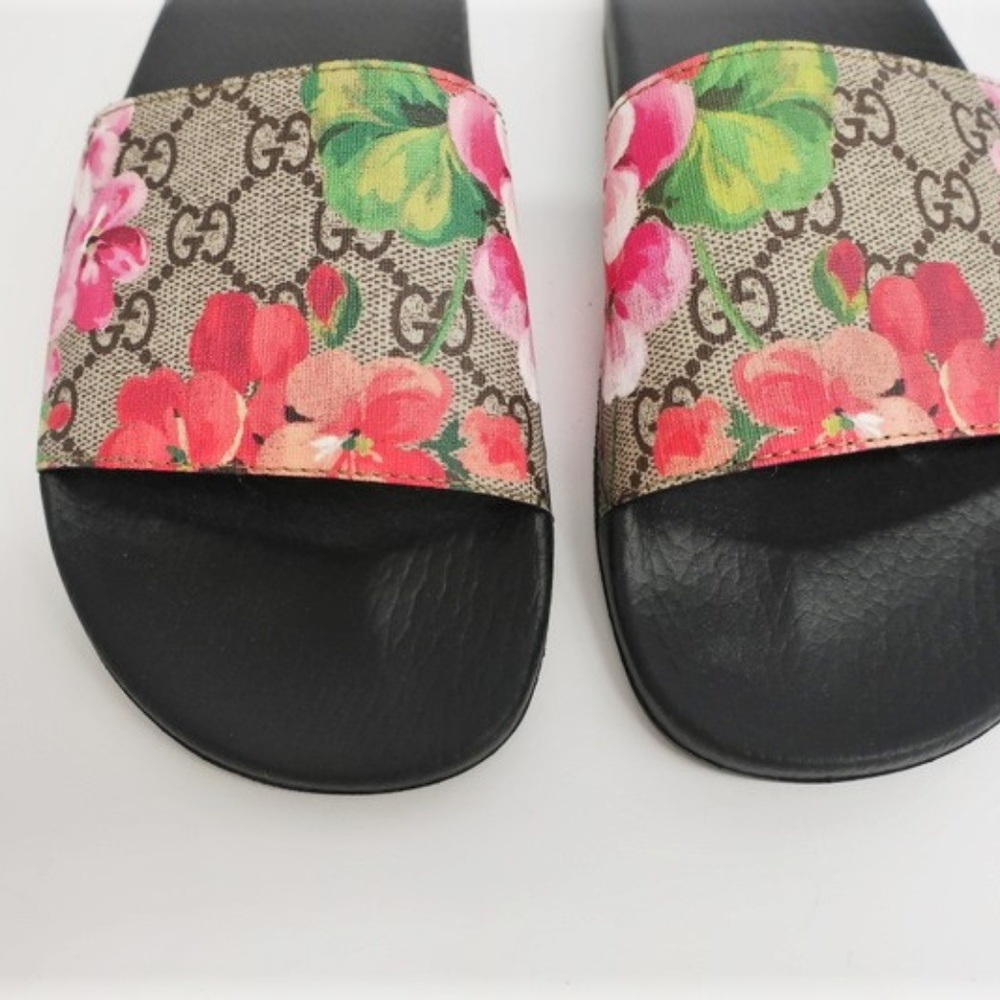 Gucci Pursuit Pool Slide Sandals GG Blooms Supreme - Picture 2 of 8
